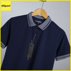 áo thun nam trơn có cổ đẹp màu xanh đậm cao cấp