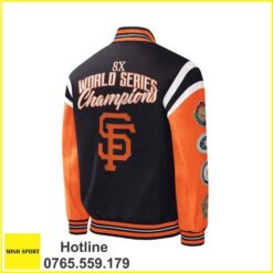 áo khoác đồng phục bomber màu đen phối tay màu cam dp59