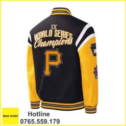 áo khoác đồng phục bomber màu đen phối tay màu vàng dp58