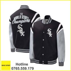 áo khoác đồng phục bomber màu đen phối tay màu xám dp61