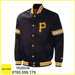 áo khoác đồng phục bomber màu đen sọc tay dp63