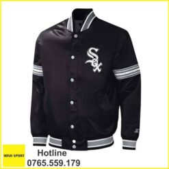 áo khoác đồng phục bomber màu đen sọc tay dp63