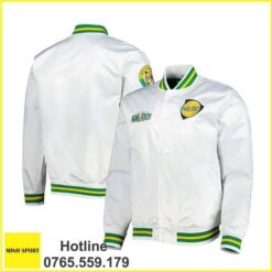 áo khoác đồng phục bomber màu trắng phối bo sọc dp66