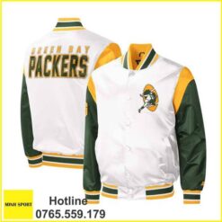 áo khoác đồng phục bomber màu trắng phối tay xanh rêu dp92