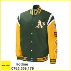 áo khoác đồng phục bomber màu xanh rêu phối tay vàng dp57