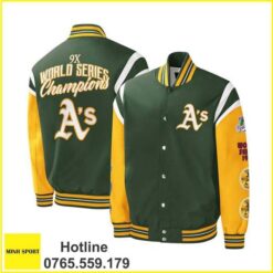 áo khoác đồng phục bomber màu xanh rêu phối tay vàng dp57