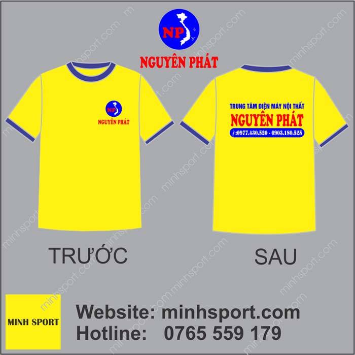 in may áo thun đồng phục màu vàng đẹp cao cấp giá tốt