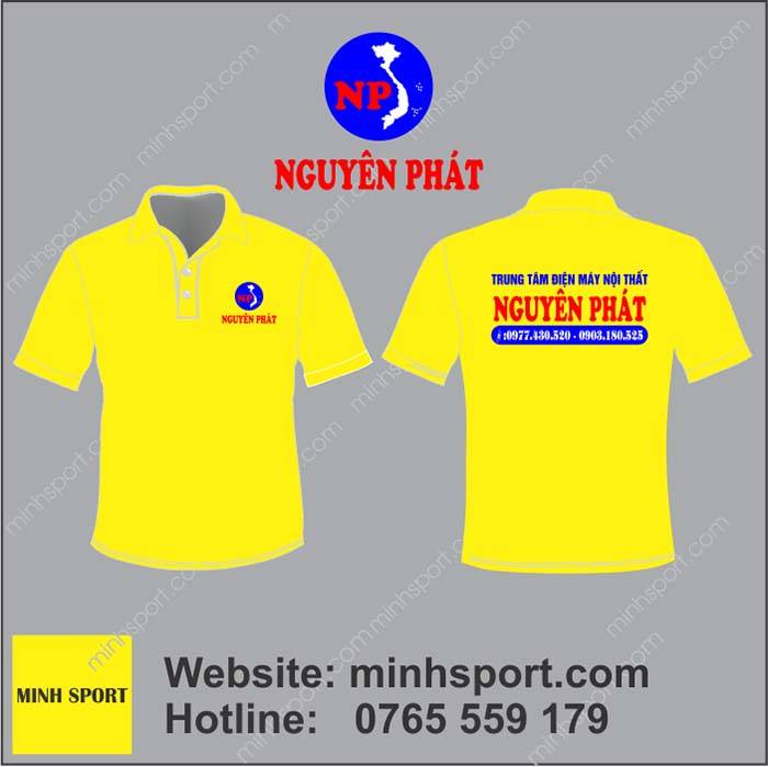 in may áo thun đồng phục màu vàng đẹp cao cấp giá tốt