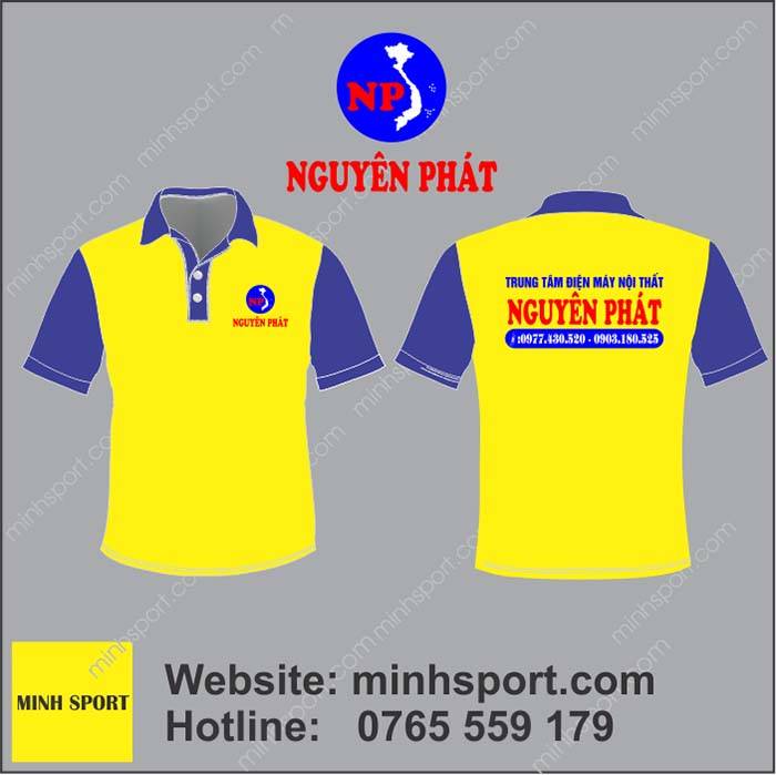 in may áo thun đồng phục màu vàng đẹp cao cấp giá tốt