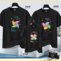 áo thun đồng phục đi biển cho gia đình cổ tròn màu đen