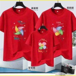 áo thun đồng phục đi biển cho gia đình cổ tròn màu đỏ