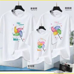 áo thun đồng phục đi biển cho gia đình cổ tròn màu trắng