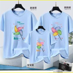 áo thun đồng phục đi biển cho gia đình cổ tròn màu xanh biển