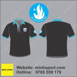 áo thun đồng phục hội sinh viên việt nam màu đen cổ xanh at171