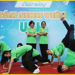 áo thun đồng phục hội sinh viên việt nam màu xanh kết cổ vàng at169