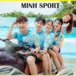đồng phục đi biển áo thun trơn team building cho nhóm bi32