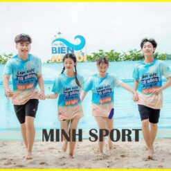 đồng phục đi biển áo thun trơn team building cho nhóm bi32