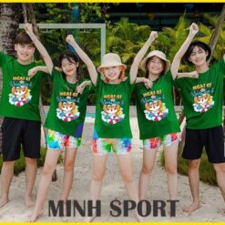 đồng phục đi biển áo thun trơn team building cho nhóm bi33