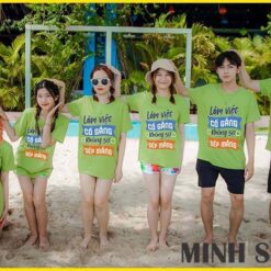 đồng phục đi biển áo thun trơn team building cho nhóm bi33
