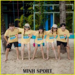 đồng phục đi biển áo thun trơn team building cho nhóm bi36