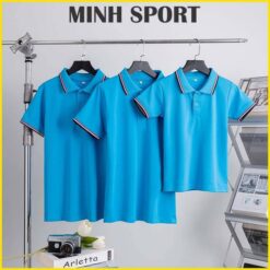 áo thun polo có cổ trơn bo sọc viền màu xanh yamaha sọc đỏ
