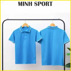 áo thun polo có cổ trơn bo sọc viền màu xanh yamaha sọc trắng