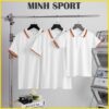 áo thun polo có cổ trơn bo sọc viền trắng sọc cam