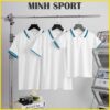 áo thun polo có cổ trơn bo sọc viền trắng sọc xanh