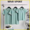 áo thun polo có cổ trơn bo sọc viền xanh vỏ đậu