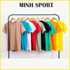 áo thun trơn cổ tròn vải cotton 100 màu cà phê