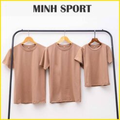 áo thun trơn cổ tròn vải cotton 100 màu cà phê