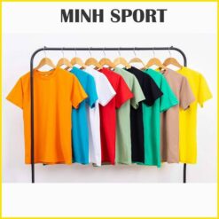 áo thun trơn cổ tròn vải cotton 100 màu cam mỹ