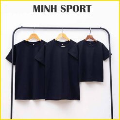 áo thun trơn cổ tròn vải cotton 100 màu đen