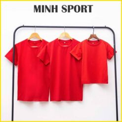 áo thun trơn cổ tròn vải cotton 100% màu đỏ