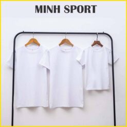 áo thun trơn cổ tròn vải cotton 100 màu trắng