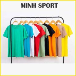 áo thun trơn cổ tròn vải cotton 100 màu xanh két