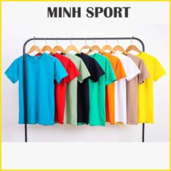 áo thun trơn cổ tròn vải cotton 1100 màu xanh lý