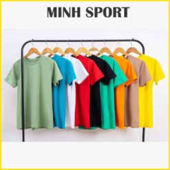 áo thun trơn cổ tròn vải cotton 100 màu xanh vỏ đậu