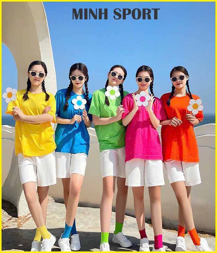 áo thun trơn đồng phục cổ tròn