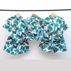 bộ quần áo đồng phục đi biển cho gia đình nhóm công ty màu xanh