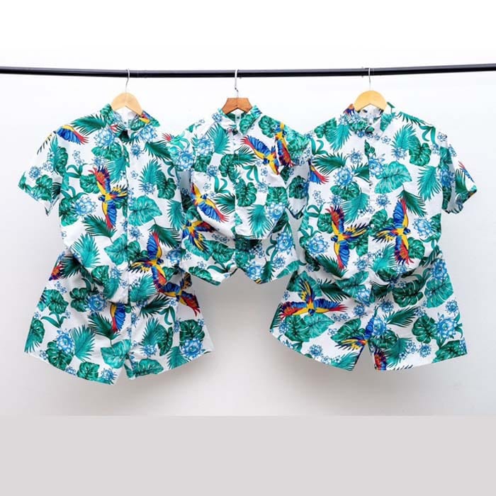 bộ quần áo đồng phục đi biển cho gia đình nhóm công ty màu xanh