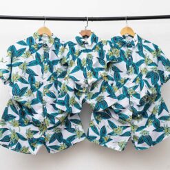 bộ quần áo đồng phục đi biển cho gia đình nhóm công ty màu xanh