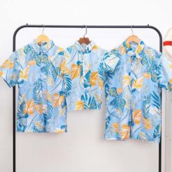 bộ quần áo đồng phục đi biển cho gia đình nhóm công ty màu xanh