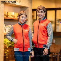 áo khoác đồng phục bomber màu cam phối xám