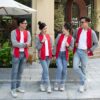 áo khoác đồng phục bomber màu đỏ phối xám