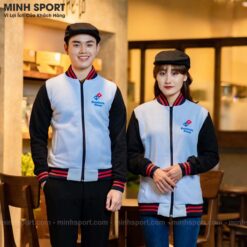 áo khoác đồng phục bomber màu trắng phối đen