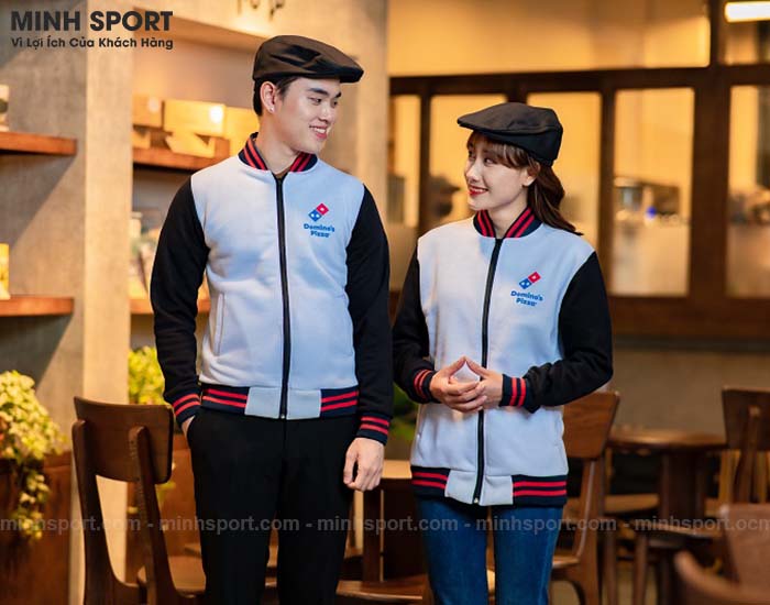 áo khoác đồng phục bomber màu trắng phối đen