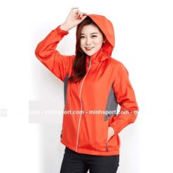 áo khoác gió đồng phục vải dù có nón màu cam