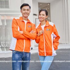 áo khoác gió đồng phục vải dù không nón màu cam