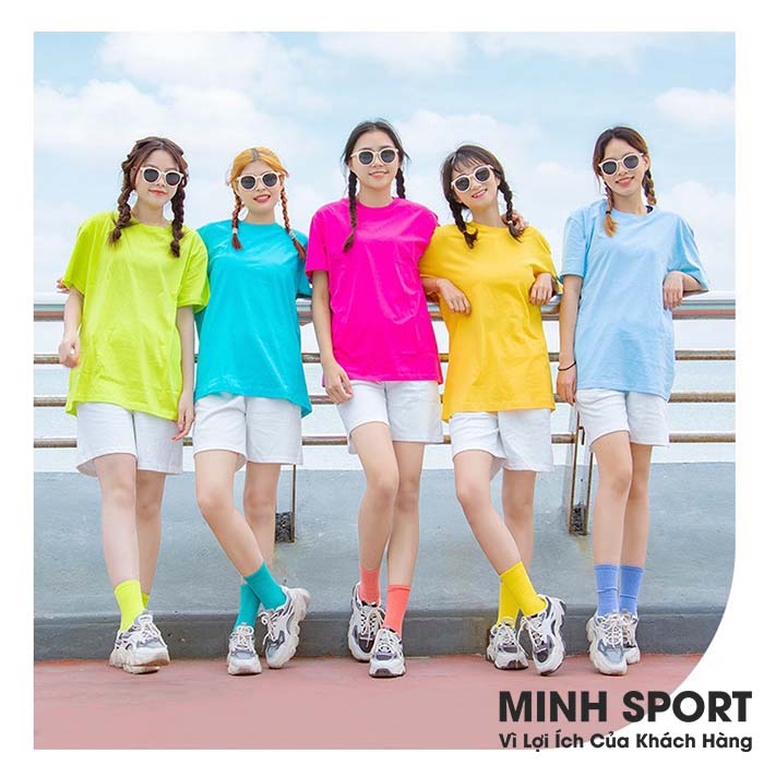áo thun trơn nhóm nhiều màu cổ tròn